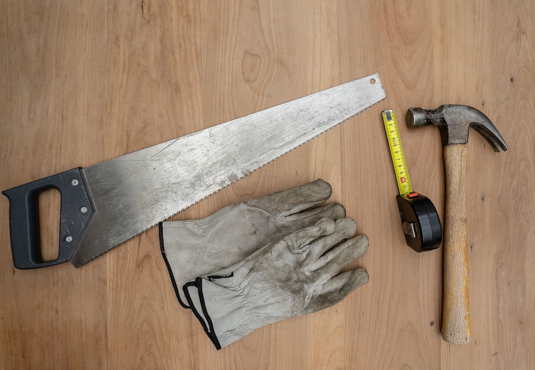 Carpentry tools laid out for hurricane season home repairs in Port St Lucie